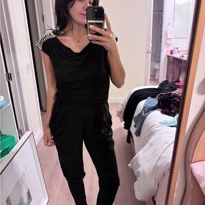 Michael Kors Black Jumpsuit with Embellished Shoulders